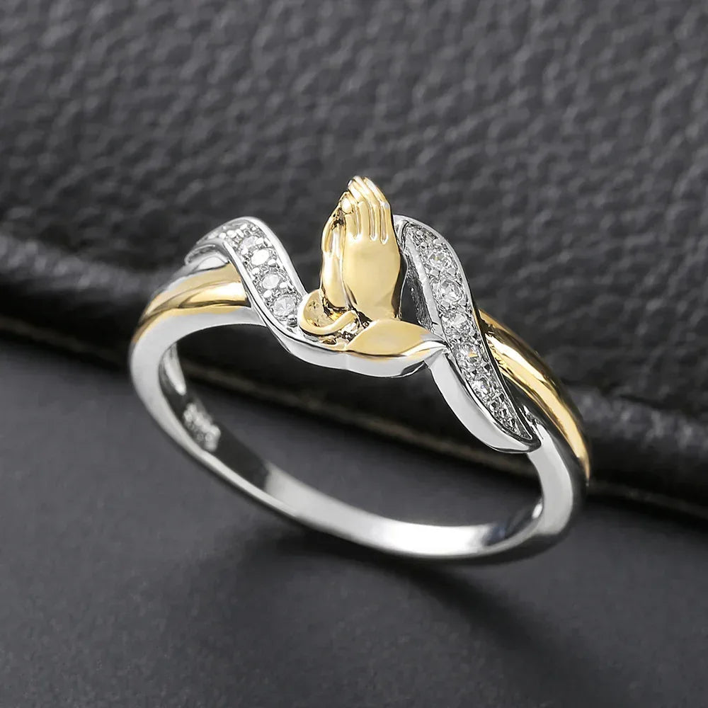 18k-creative-hands-prayer-ring - Viexta