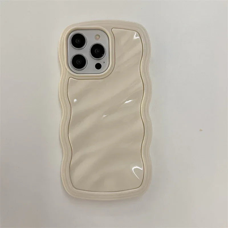 Big Wave Cream Pleated Drop-resistant iPhone Case - Viexta
