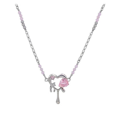 Peach Heart Necklace