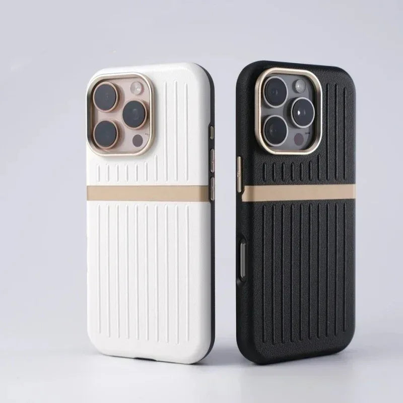 Corrugated Magnetic Business Leather iPhone Case - Viexta