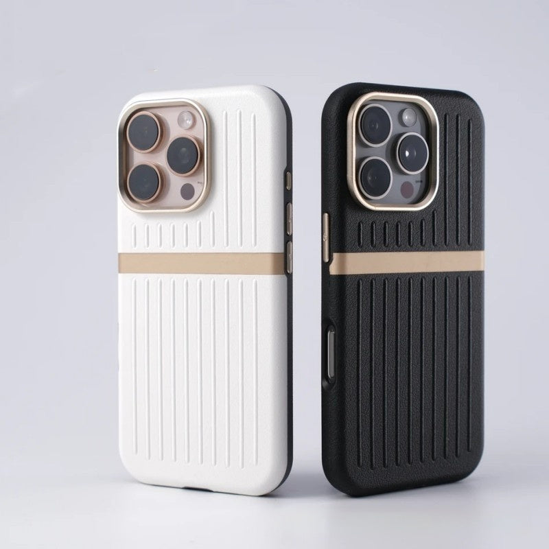Corrugated Magnetic Business Leather iPhone Case