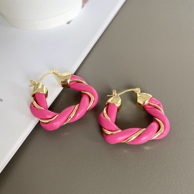 Leather Twist Earrings.