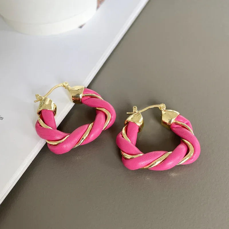 Leather Twist Earrings. - Viexta
