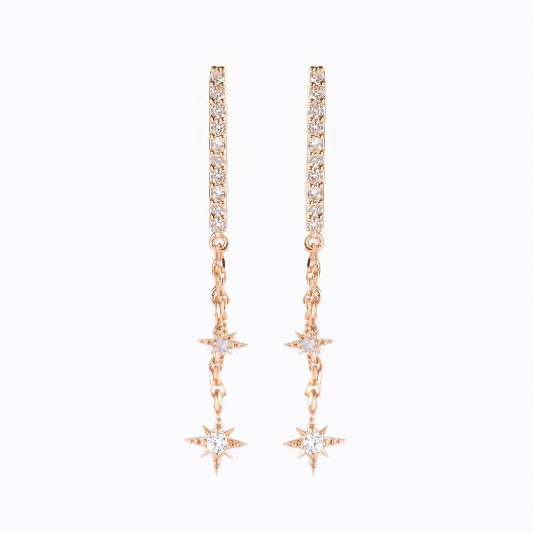 18k Zirconium Plated Chain Earrings