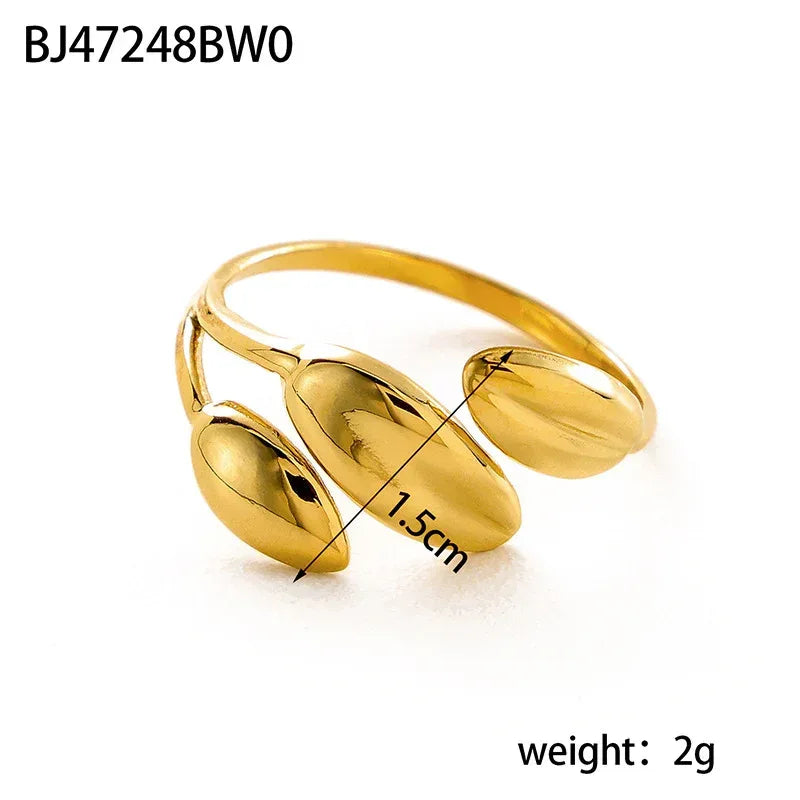 adjustable-titanium-steel-three-leaf-ring - Viexta