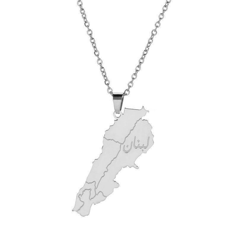 Stainless Steel Map Necklace