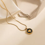 retro-oil-dripping-heart-geometric-pendant-necklace - Viexta