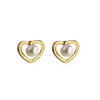 heart-pearl-stud-earrings - Viexta