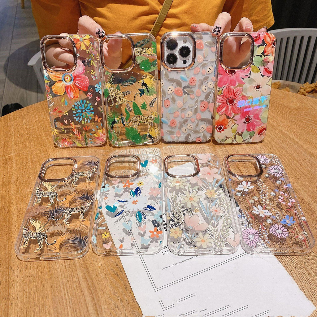 Transparent Flower Double-sided Laminated iPhone Case - Viexta