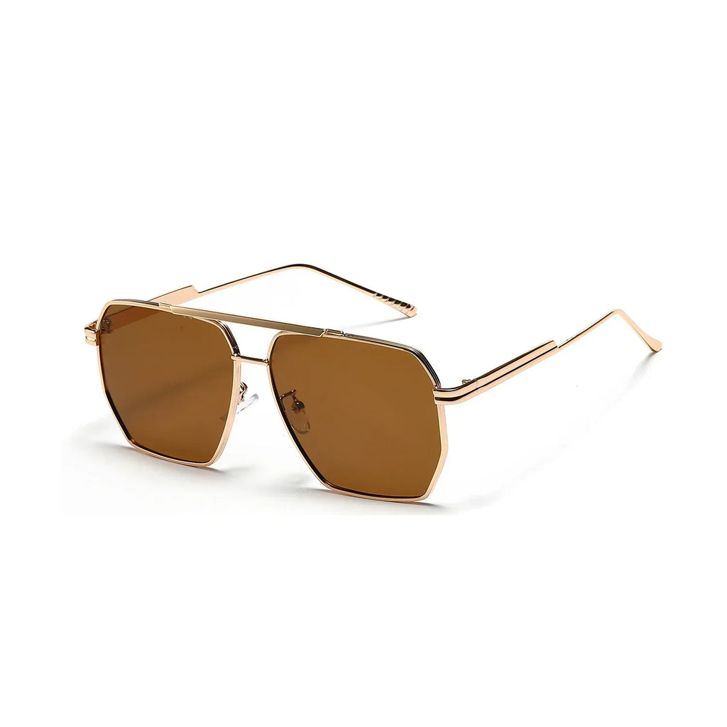 Retro Double Beam Large Frame Sunglasses - Viexta