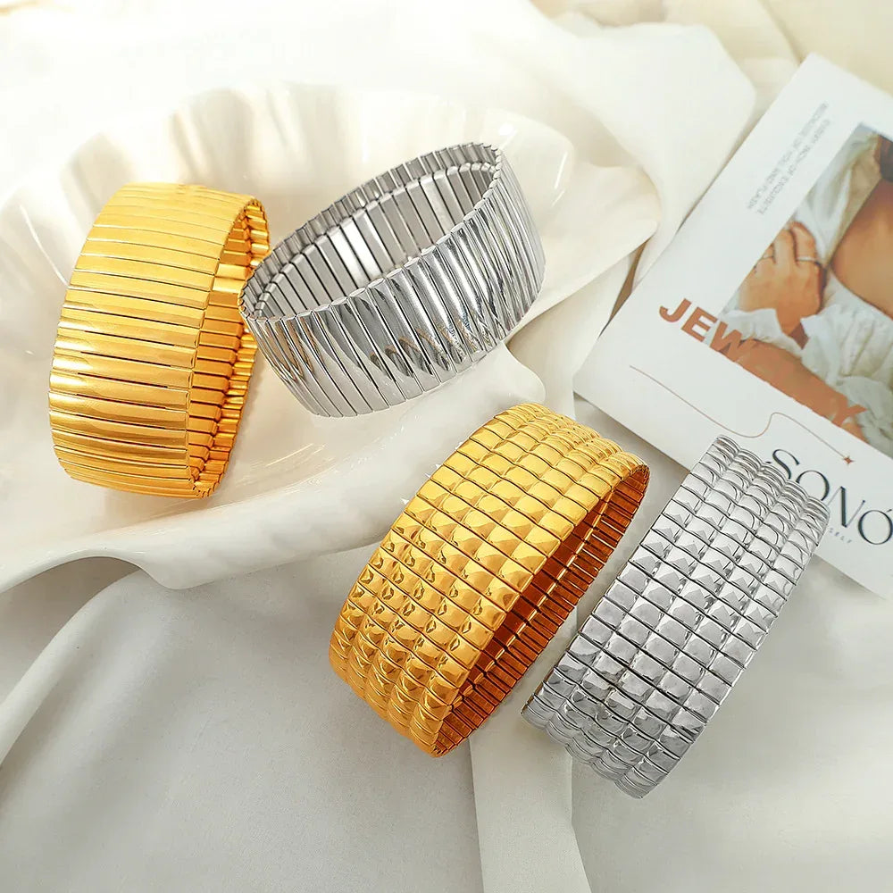 Stainless Steel Stretch Strap Retro Metal Bracelet - Viexta