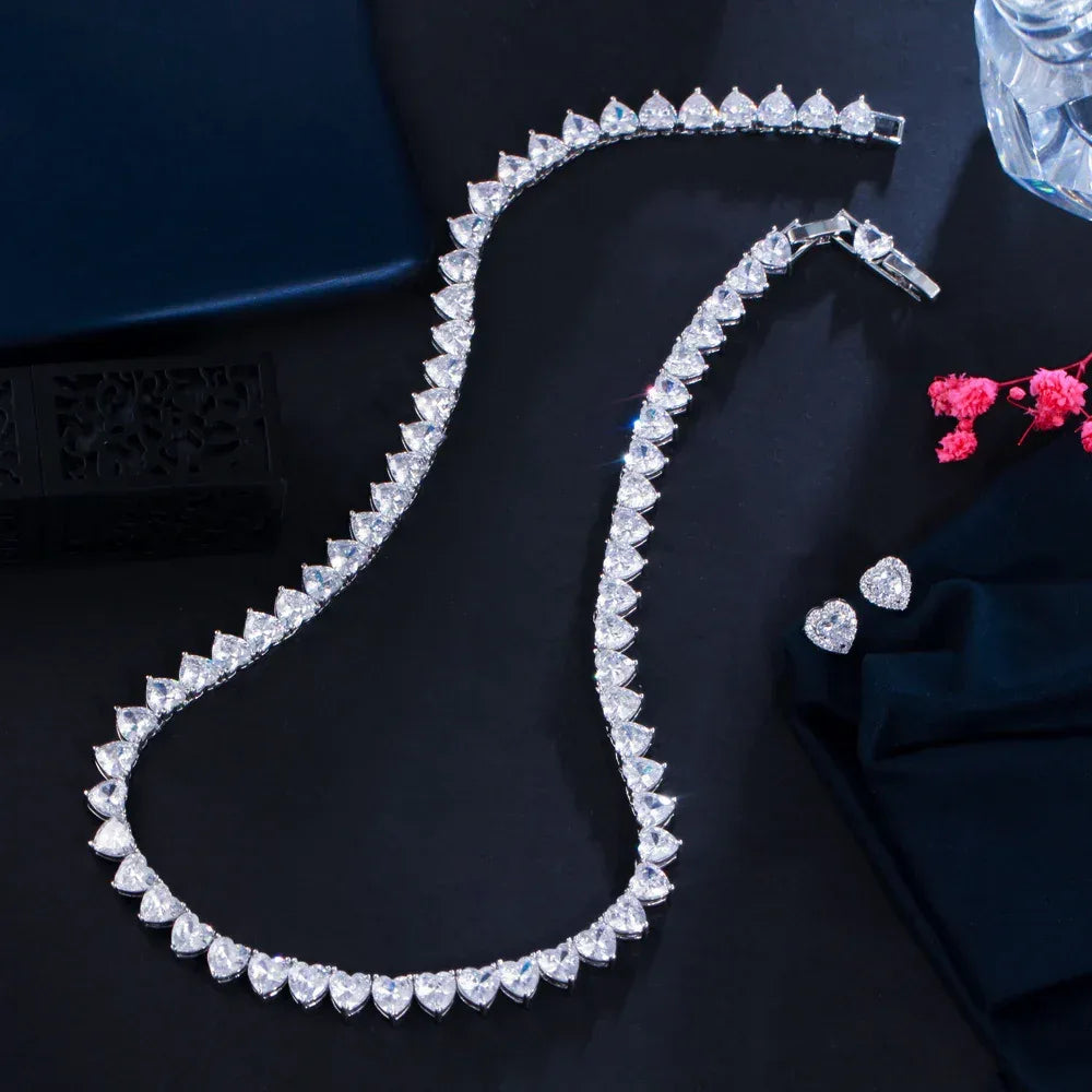 diamond-heart-shaped-zircon-necklace-and-earring - Viexta