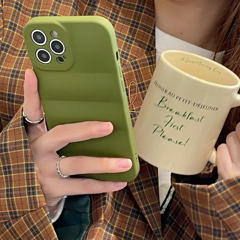 Solid Color Down Jacket Soft Cloth iPhone Case - Viexta
