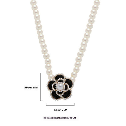 Gold Plated French Royal Style Pearl Flower Necklace