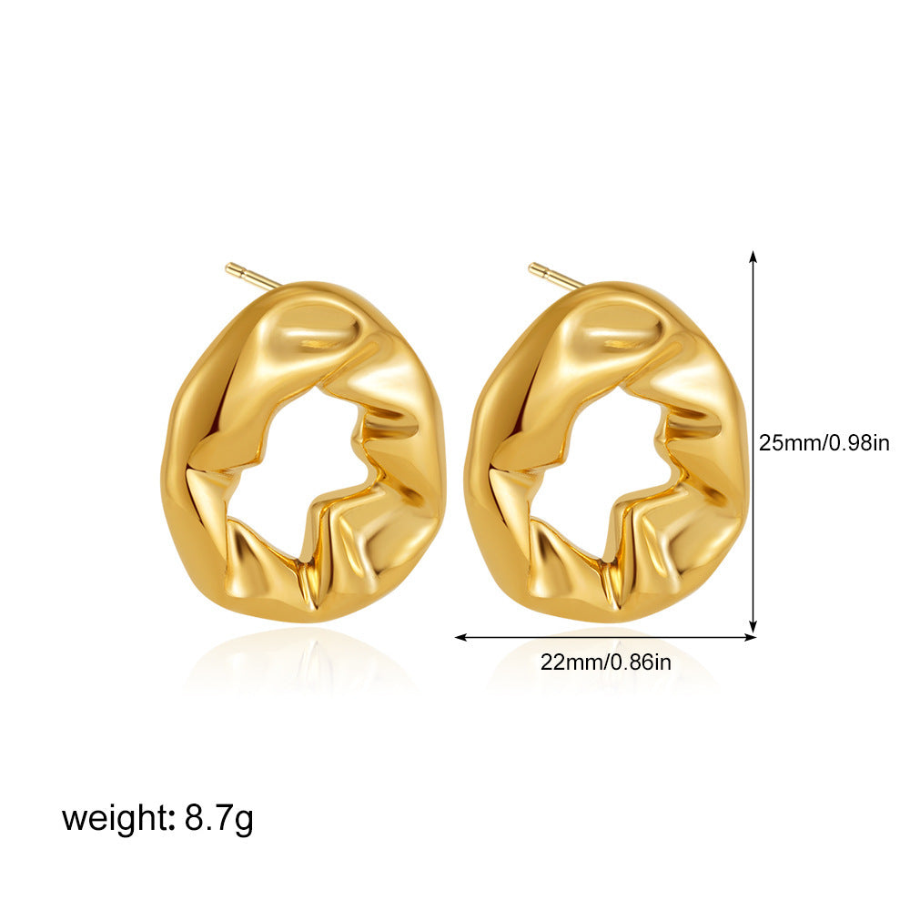 18k-gold-balloon-fold-irregular-texture-earrings