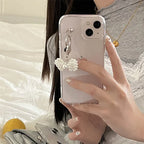 transparent-pearl-bow-pendant-iphone-case - Viexta