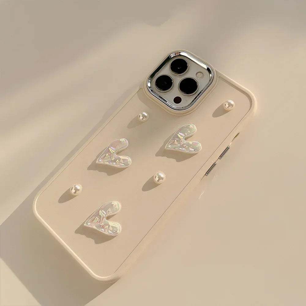 Milky White Pearl Heart iPhone Case - Viexta