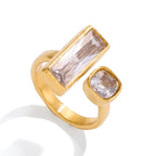 Uworld Minimalist 18K Gold-Square Zircon Rings