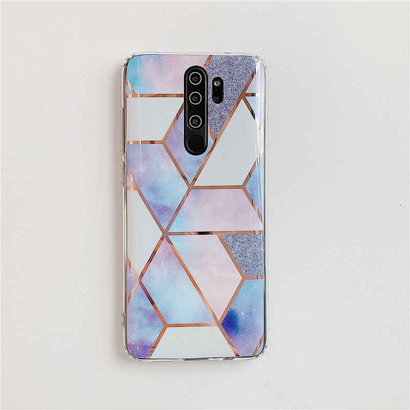 Plating Splice Marble Phone Cases for Samsung Note Series and Redmi