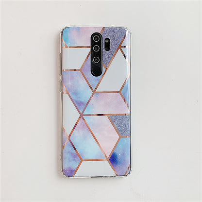 Plating Splice Marble Phone Cases for Samsung Note Series and Redmi