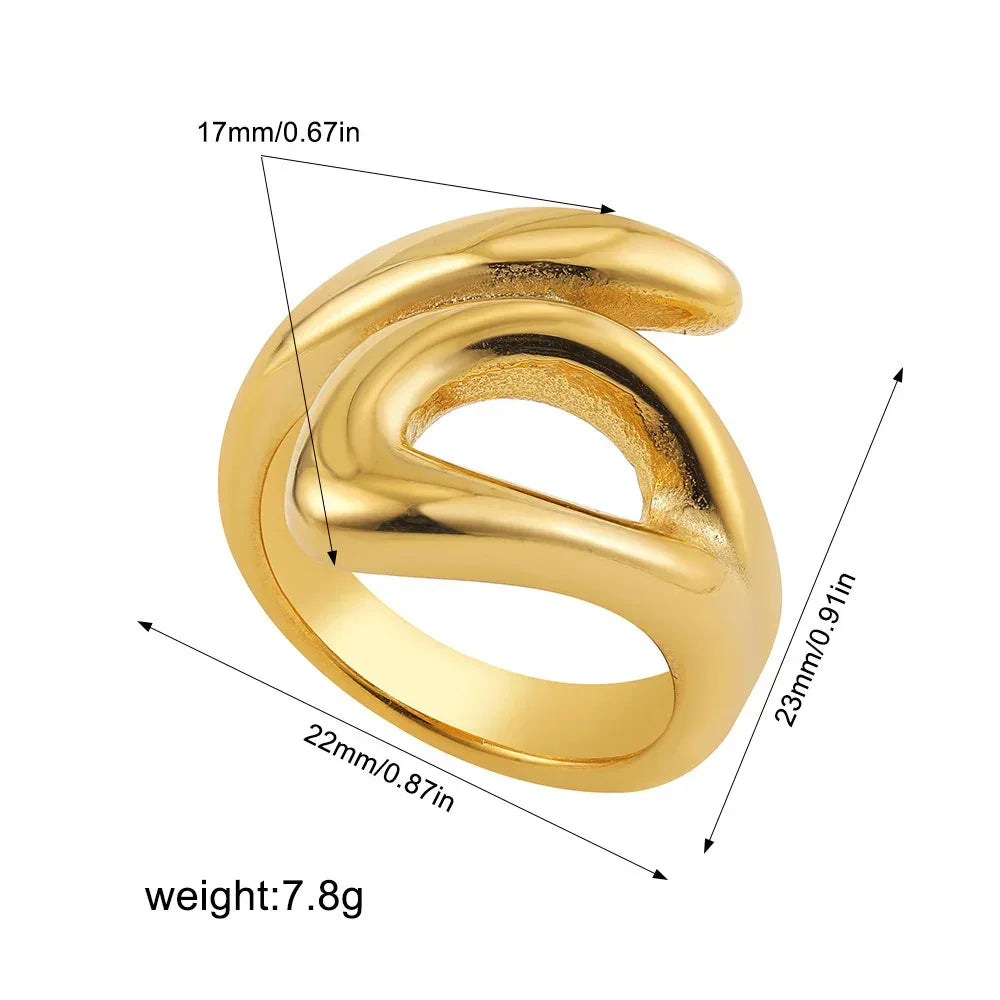 irregular-titanium-steel-ring-with-water-droplet-knot-opening - Viexta