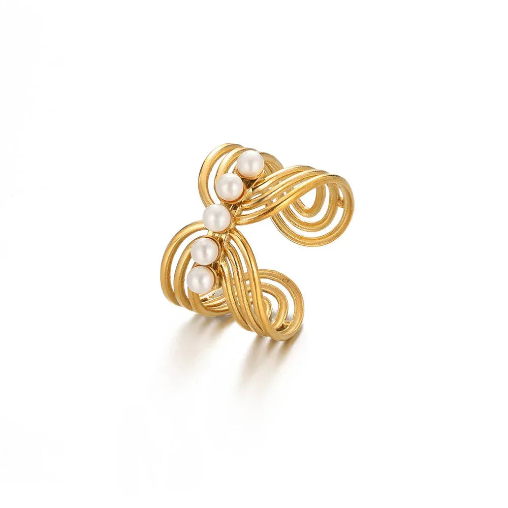Stainless Steel Pearl Ring - Viexta