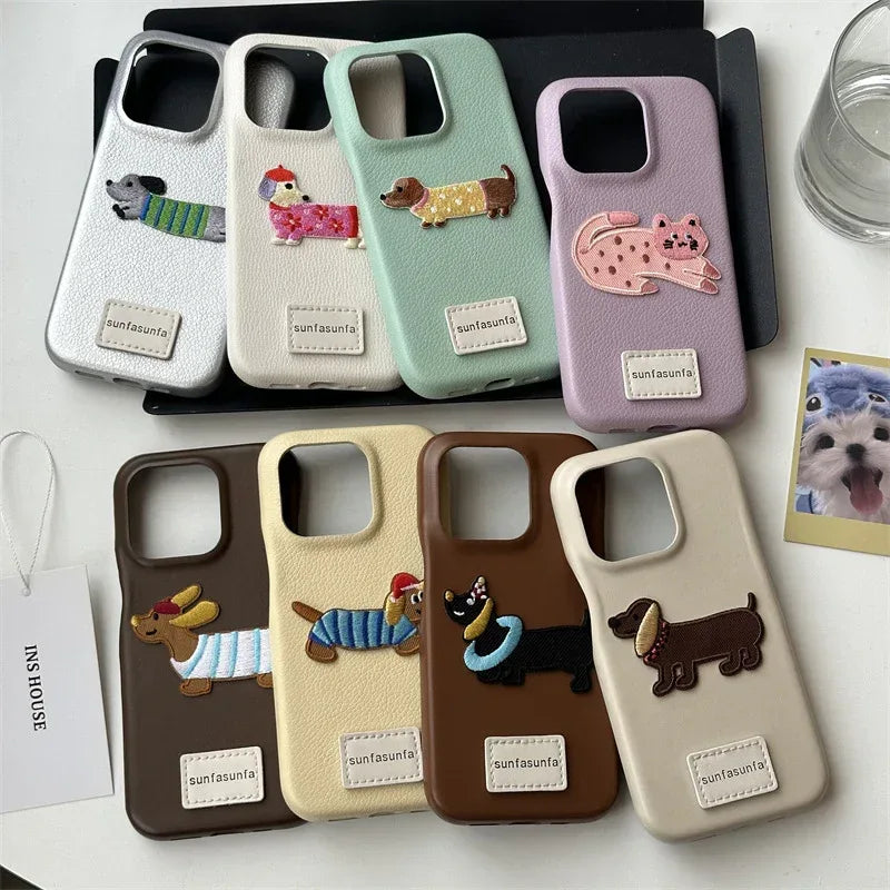 Leather Sausage Dog iPhone Case - Viexta