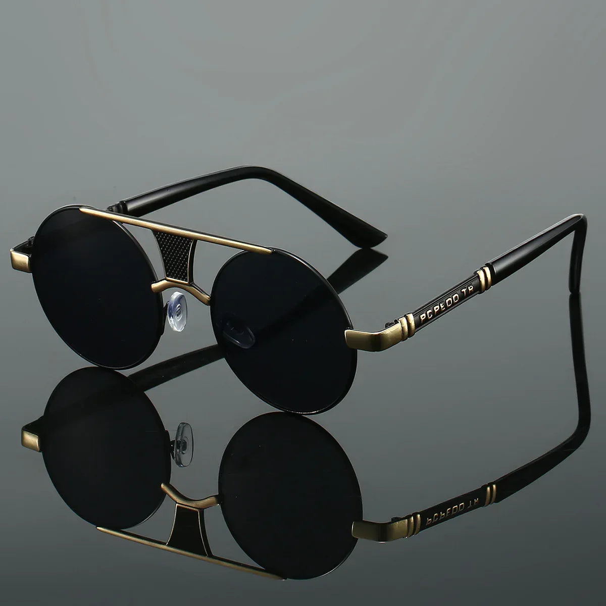Men's Double Beam Round Frame Sunglasses - Viexta