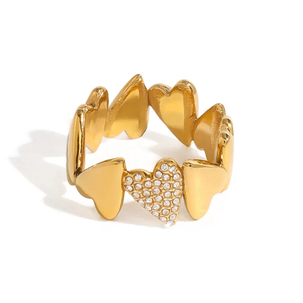 18k-gold-zircon-irregular-heart-ring - Viexta