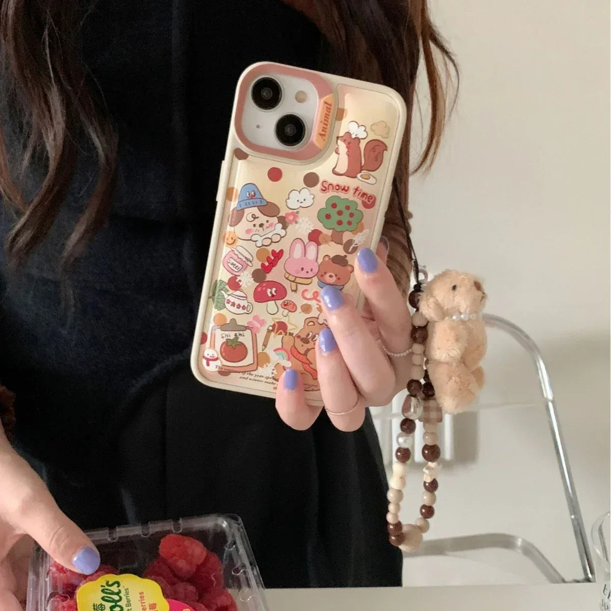 Cute Graffiti Rabbit iPhone Case with Charm - Viexta
