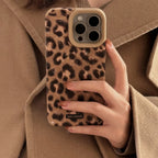 Leopard-Print Plush Lanyard iPhone Case