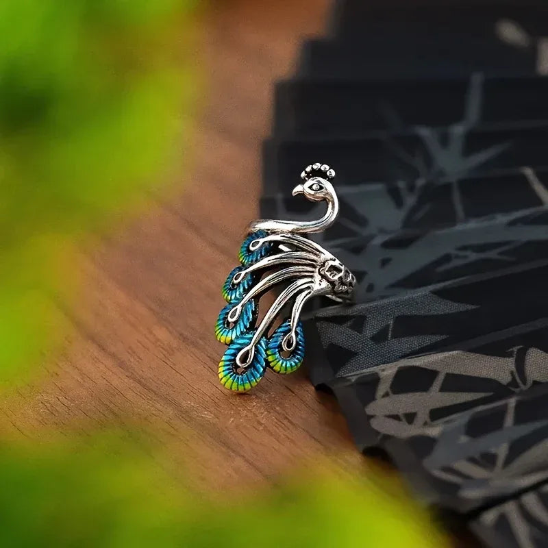 Peacock Shape Open Ring - Viexta