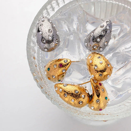18k-gold-chubby-water-drop-titanium-steel-earrings - Viexta