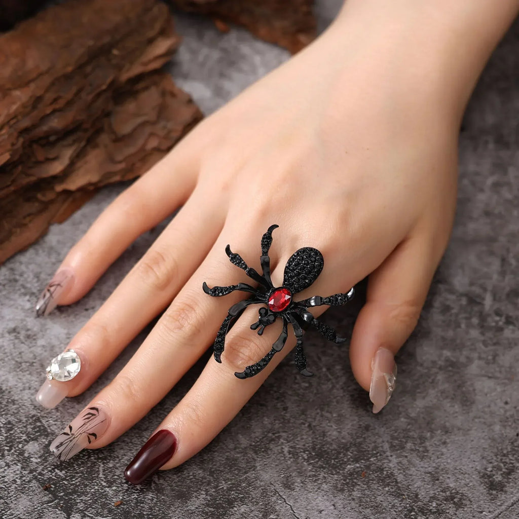 Halloween Spider Ring With Rhinestone - Viexta