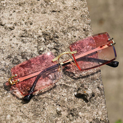 Crystal Faceted Small Square Sunglasses