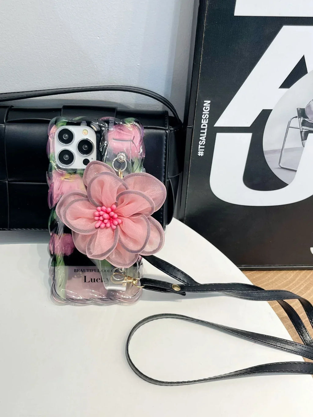 Personalized Drop-resistant Flower Wrist Strap iPhone Case - Viexta
