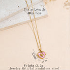 Stainless Steel Oil-dripping Heart-shaped Pendant Necklace