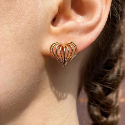 18K Gold Stainless Steel Heart Studs