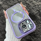 Invisible Bracket Transparent iPhone Case With CD Pattern Lens Protector - Viexta