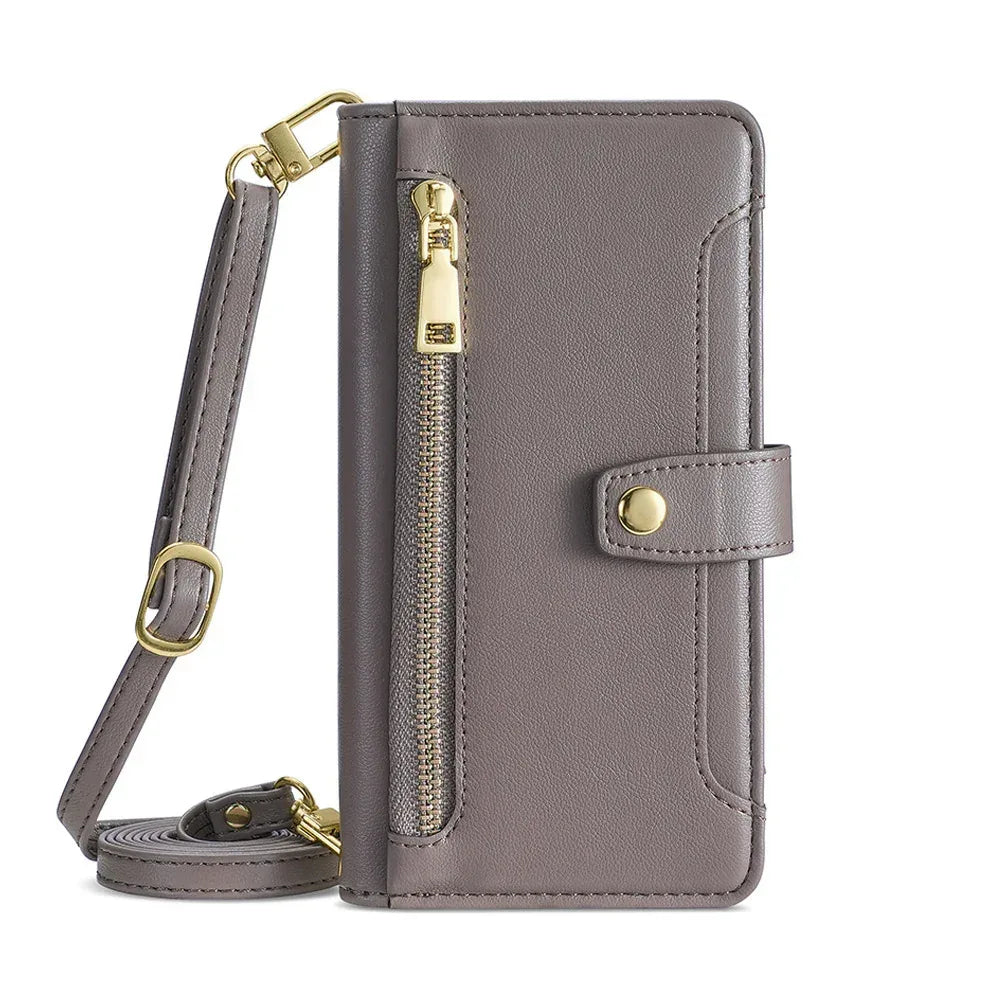 Flip Cross-body Lanyard Xr Multi-function Leather Case for Samsung,IPhone,Sony - Viexta