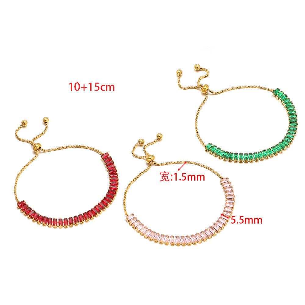Zircon-studded Chain Pearl Bracelet