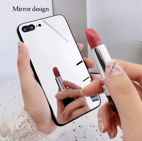 IPhone mirror phone case with self-timer glass case