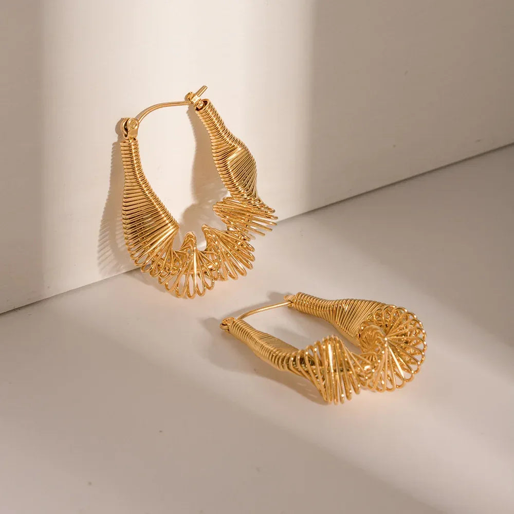 Stainless Steel Pleated Earrings - Viexta