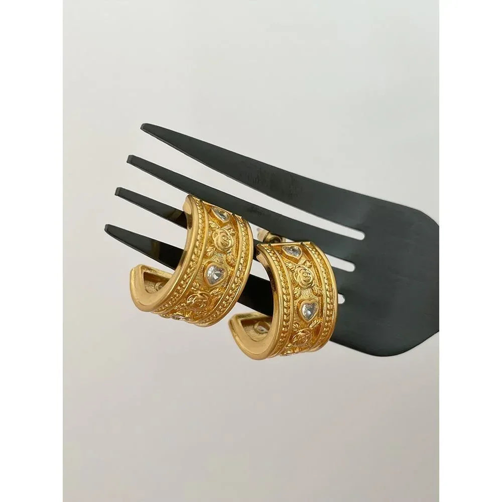14k Women's Retro Antique Finish Graceful Earrings - Viexta