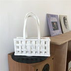 Waffle PU Leather Shoulder Bags - Viexta