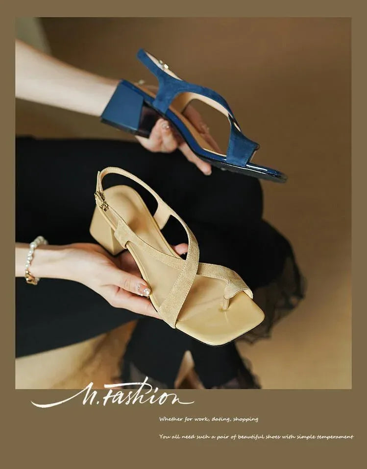 Chunky Cross Strap Heels - Viexta