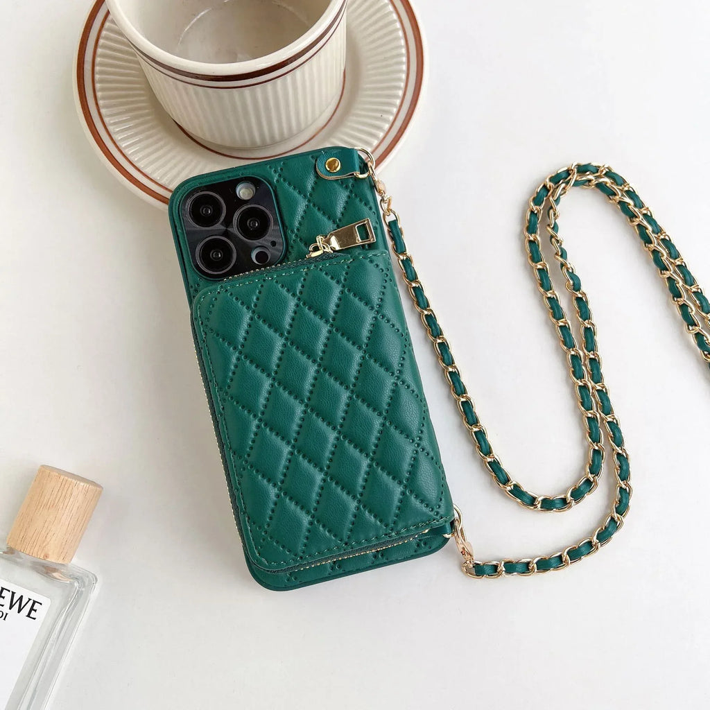 Crossbody Card Case Rhombus iPhone Case - Viexta