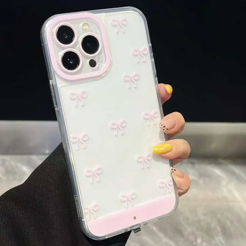 Pink And White Bowknot iPhone Case - Viexta