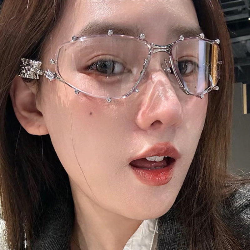 Diamond studded eyeglass frame