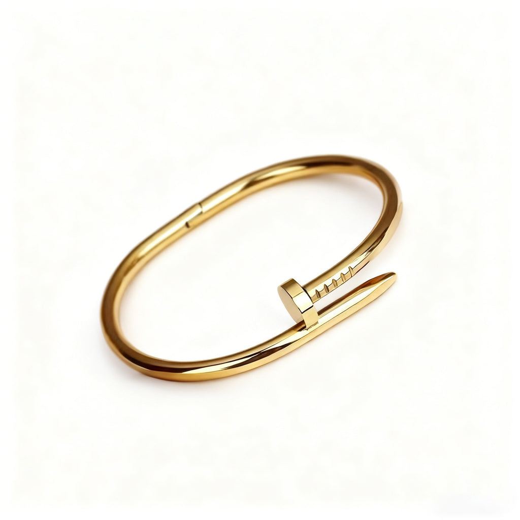 V Gold Classic Full Rhinestone Stud Bracelet with Diamond-Encrusted Ends, Thick 18K Rose Gold Plated, Luxury Couple Bracelet